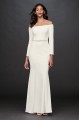 2019 New Off the Shoulder Long Sleeves Floor Length Sheath Bridal Gown Style 2037X