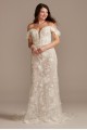 3D Floral Plunge Petite Bodysuit Wedding Dress  7MBSWG885
