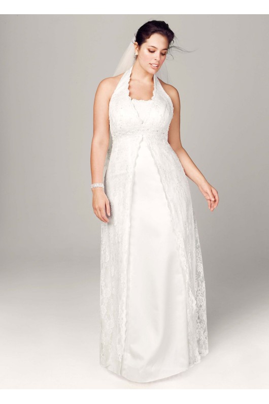 A-Line Lace Plus Size Wedding Dress with Beading Collection 9H9572