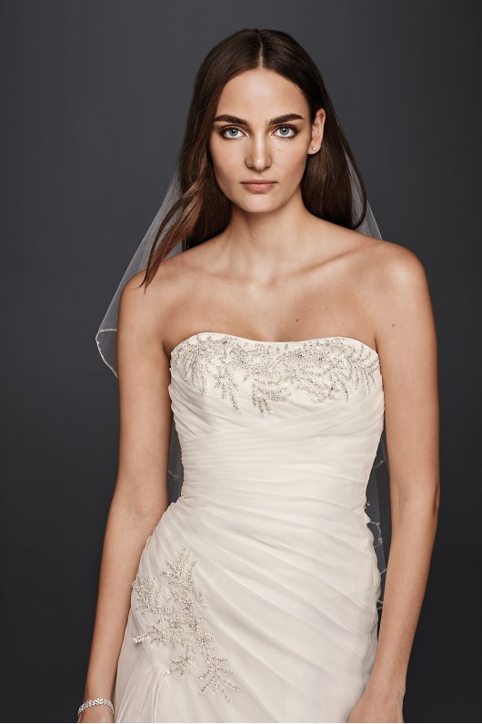 A-Line Wedding Dress with Appliques and Ruching Collection WG3807