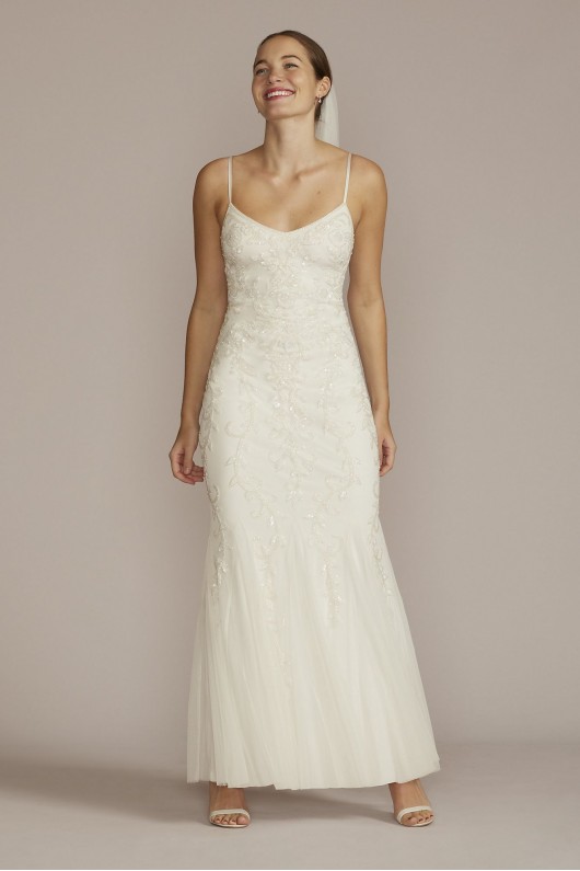 Allover Floral Beaded Godet Sheath Wedding Dress DB Studio WGIN5113