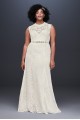 Allover Lace Plus Size Sheath Wedding Dress 9WG3910