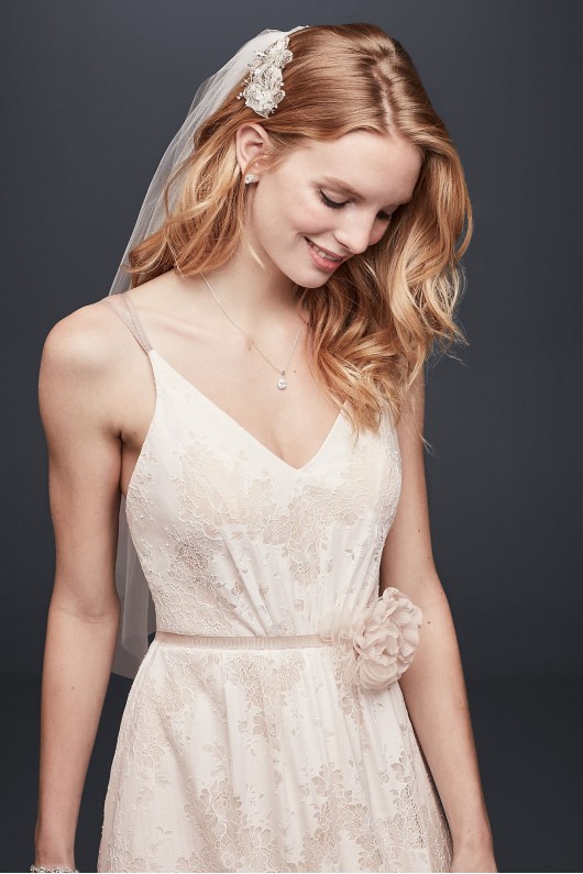 Allover Lace Spaghetti Strap A-Line Wedding Dress WG3915