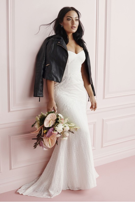 Allover Lace Tank Sheath Plus Size Wedding Dress 9WG3916