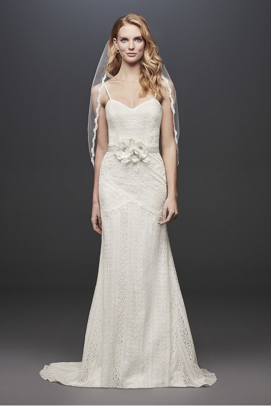 Allover Lace Tank Sheath Wedding Dress WG3916