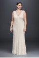 Allover Lace V-Neck Plus Size Sheath Wedding Dress 183626DBW