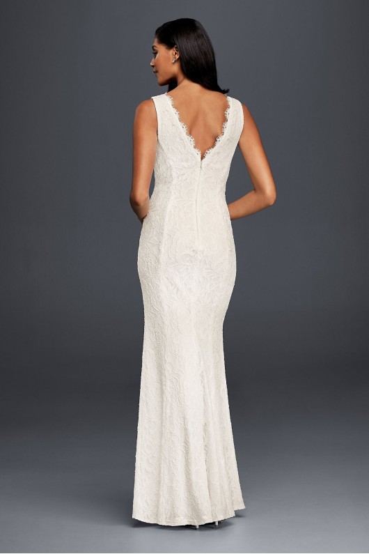 Allover Lace V-Neck Sheath Wedding Dress 183626DB