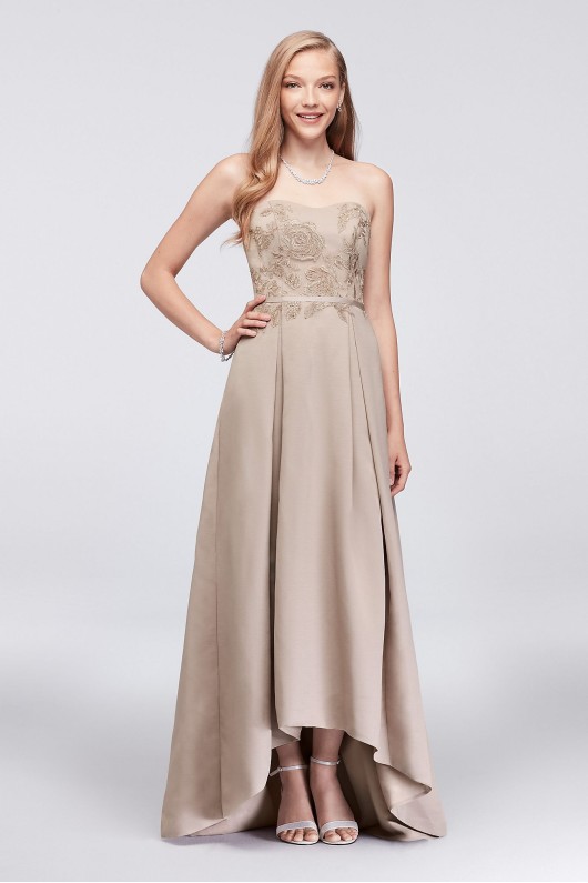 Appliqued Faille High-Low Bridesmaid Dress OC290019