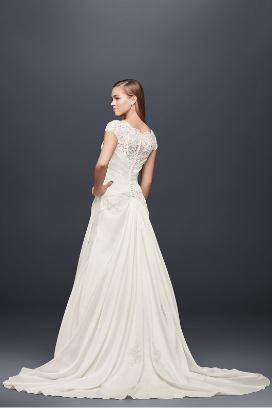 Appliqued Gathered Satin A-Line Wedding Dress Collection WG3713