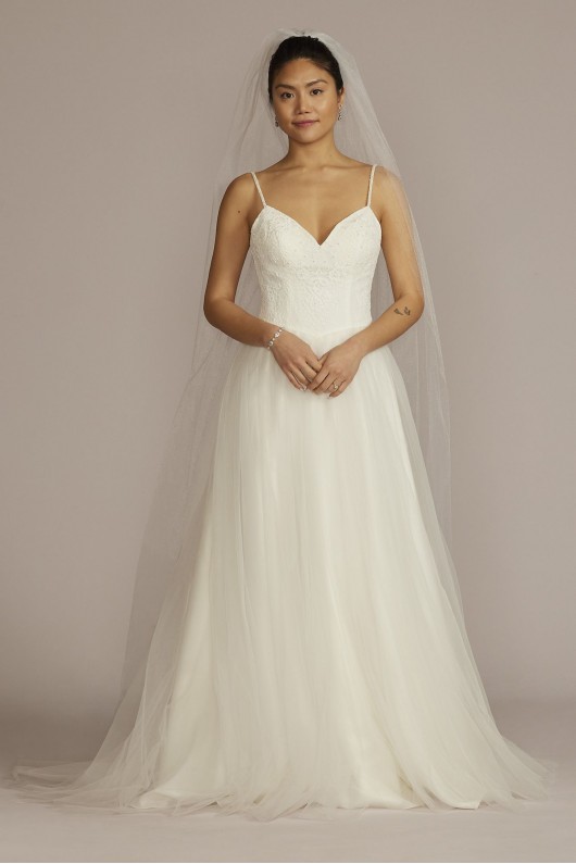 Basque Waist Lace Bodice Tall Wedding Dress DB Studio 4XLWG4069