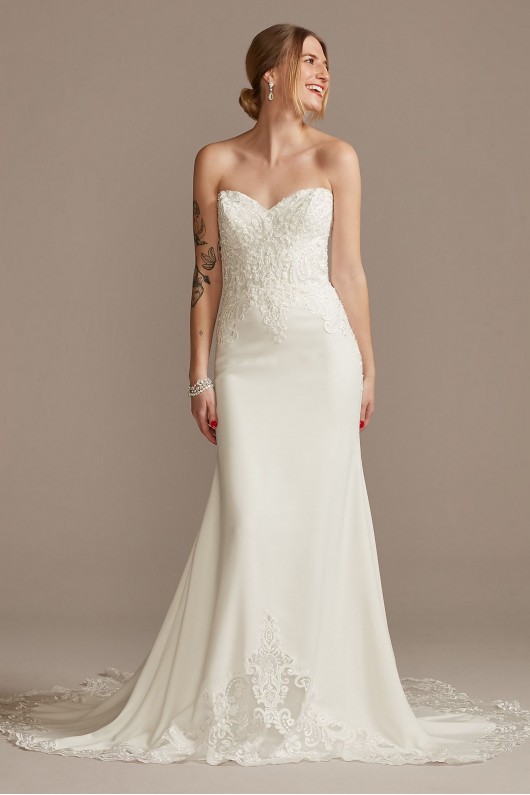Beaded Bodice Lace Wedding Dress with Back Strap  LBSV830