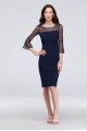 Beaded Collar Short Sheath Dress with Bell Sleeves 81601911