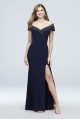 Beaded Jersey Off-the-Shoulder Dress with Lapel 841X