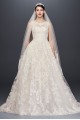 Beaded Lace Wedding Dress with Pleated Skirt CWG780