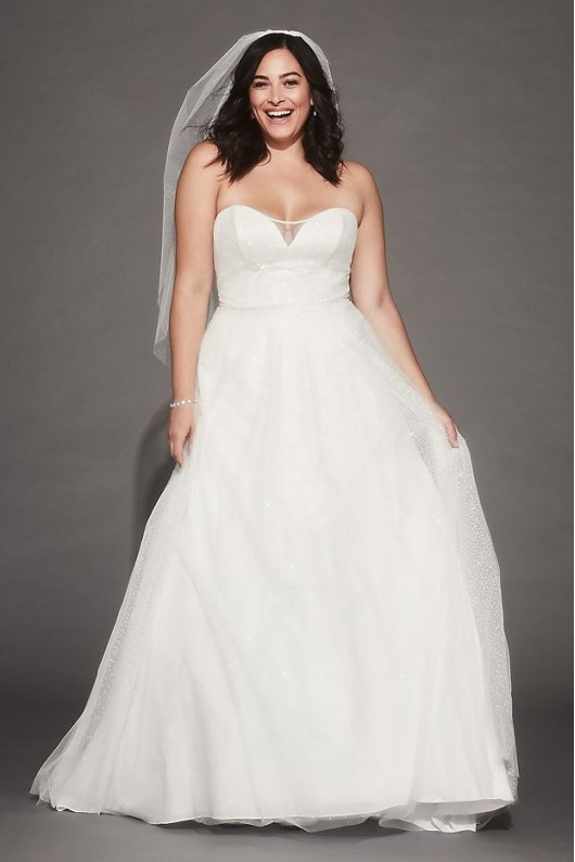 Bling Bling Strapless Sweetheart Neckline Long A-line Wedding Dress Style 9WG3961
