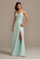 Blondie Nites 1299BN1 NEW Corded Lace Embellishment Plunging Chiffon Gown