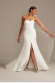 Button Front Strapless Mermaid Stretch Crepe WG3992 Wedding Dress