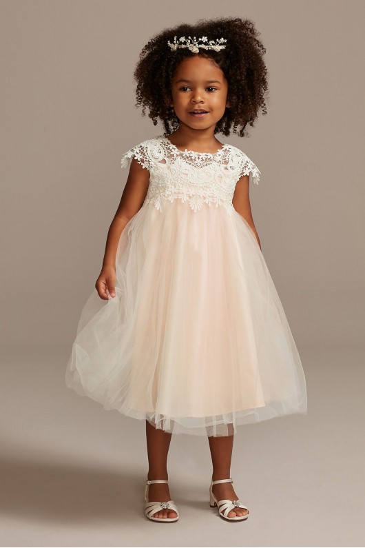 Cap Sleeve Venise Lace and Tulle OP269 Flower Girl Dress