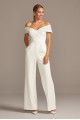 Chic Crepe Cuffed Off-the-Shoulder Bridal Jumpsuit Style DB3230