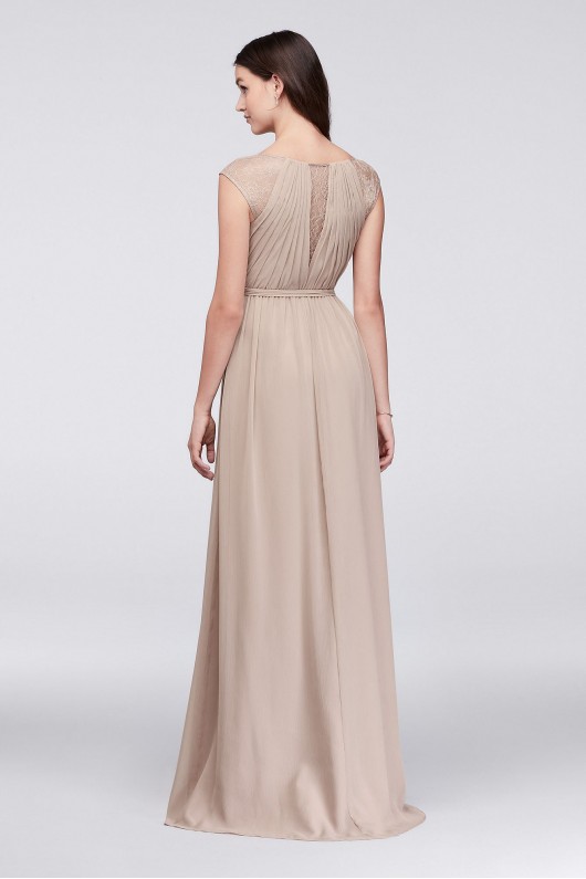 Chiffon Bridesmaid Dress with Lace Inset F19578