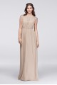 Chiffon Bridesmaid Dress with Metallic Lace Inset F19578M