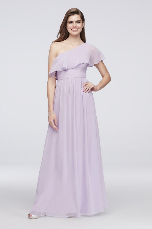 Chiffon Bridesmaid Dress with One-Shoulder Flounce Reverie EJ8M8683