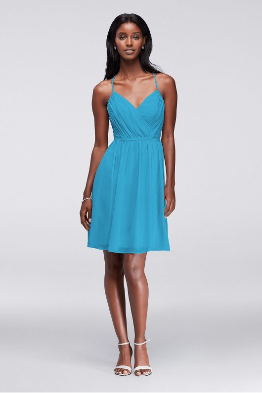 Chiffon Dress with Pleated Bodice and Strappy Back W11072