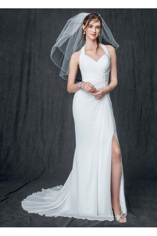 Chiffon Gown with High Slit and Halter Tie Back AI10020513