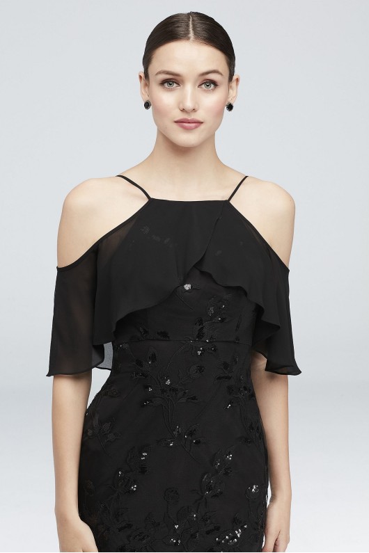 Chiffon Overlay Embroidered Tulle Sheath Gown Truly Zac Posen ZP281848