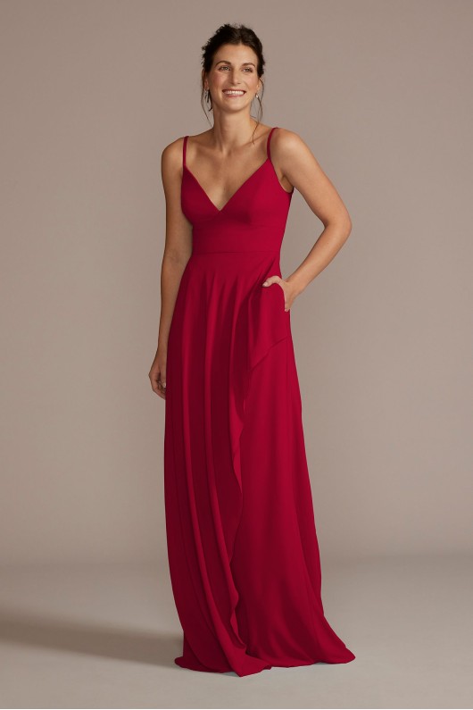 Chiffon V-Neck Cascade Skirt Bridesmaid Dress David&#039;s Bridal F20540