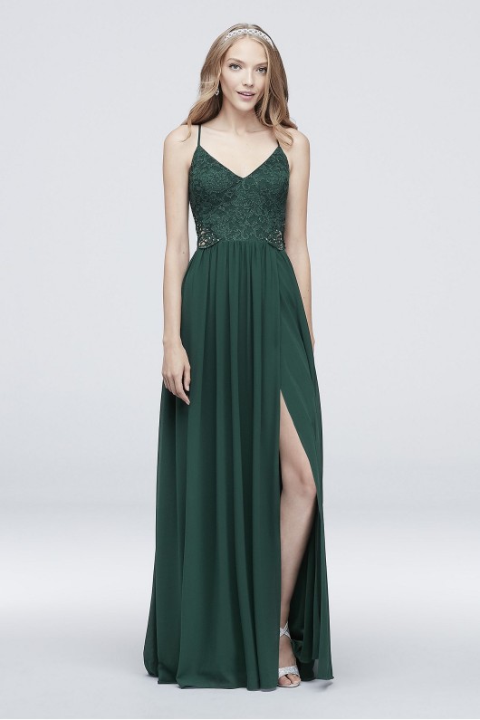 Chiffon and Floral Lace Dress with Beaded Waist 3930VJ2C