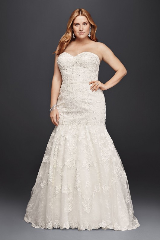 Corset Bodice Mermaid Lace Plus Size Wedding Dress 9SWG755