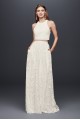 Crepe Crop Top and Lace Maxi Skirt Set DS870023