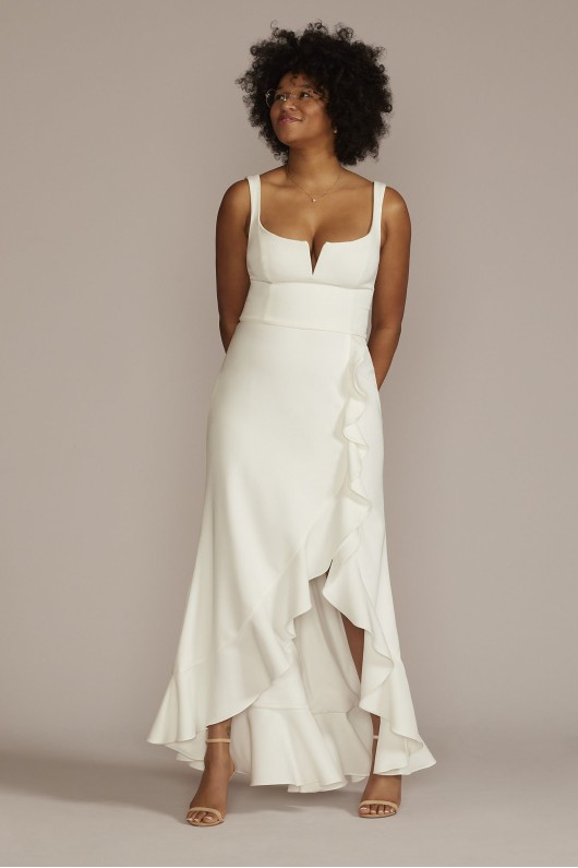 Crepe Plus Size Wedding Dress with Ruffle Skirt DB Studio 9SDWG1052