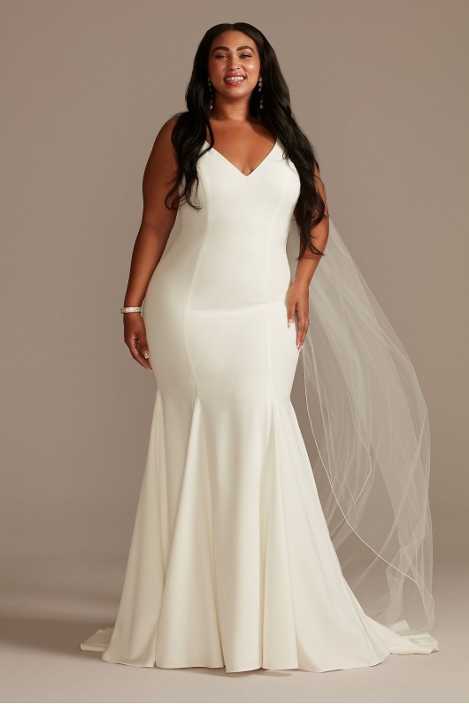 Crepe V-Neck Mermaid Plus Size Wedding Dress DB Studio 9WG4023