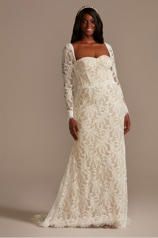Detachable Sleeves Plus Size Lace Wedding Dress DB Studio 9WG4020