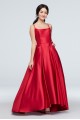 Double Skinny Strap Satin Ball Gown with Pockets 1620BN