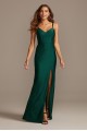 Double Strap Slip Dress with Lacy Back and Slit 7881BG2B