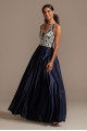 Embellished Bodice Satin Gown with Open Back 1168BN