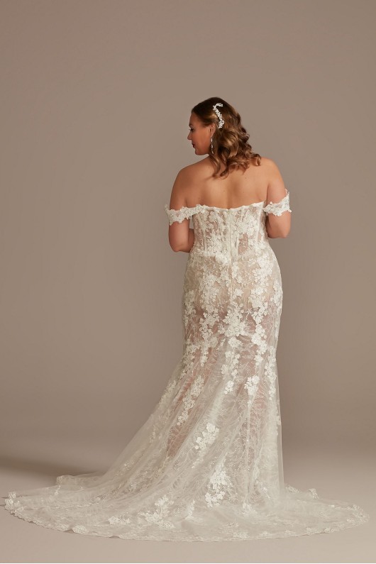 Embellished Illusion Lace Plus Size Wedding Dress  9MBSWG899