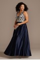 Embellished Satin Plus Size Gown with Open Back 1168BNW