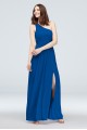 Extra Length 4XLF20054 Ruched Waist One Shoulder Mesh Bridesmaid Dress