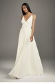 Floor Length VW351495 Style Crepe Wrap Gown with Jeweled Crisscross Low Back
