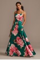 Floral Mikado Spaghetti Strap Racerback Gown 5887JX2B
