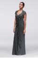 Gathered Jersey Dress with Scalloped Lace Bodice A18436