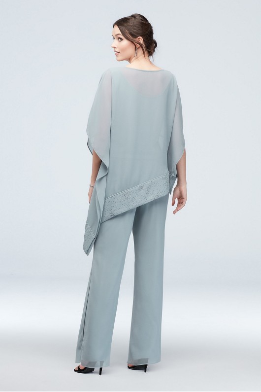 Georgette Pantsuit with Asymmetric Popover Blouse 26652