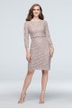 Glitter Lace 3/4-Sleeve Cocktail Dress with Belt 60427D