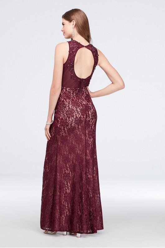 Glitter Lace Sleeveless Gown with Beaded Sides 3791FB8F