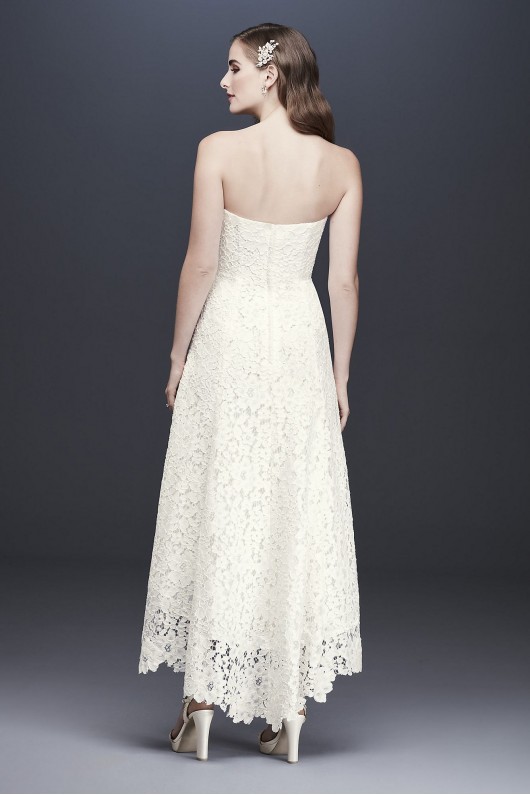 High-Low Tea-Length Corded Lace Wedding Dress WG3925