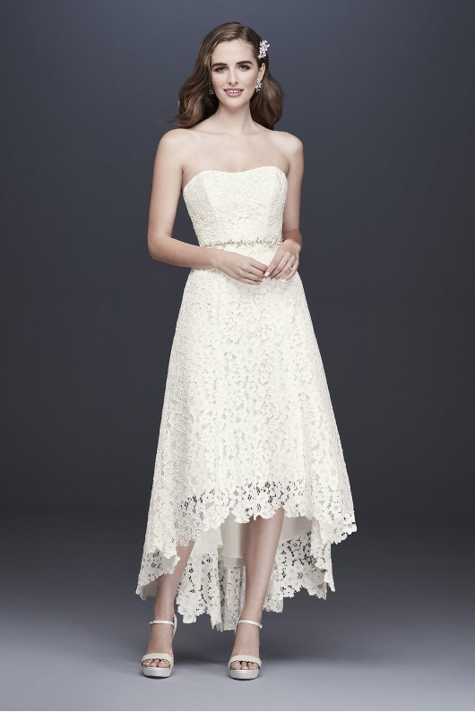 High-Low Tea-Length Lace Petite Wedding Dress 7WG3925